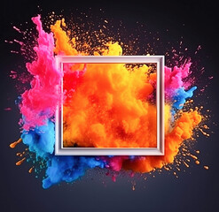 Fototapeta na wymiar Ai generative. Frame with Colorful Powder Paint Explosion