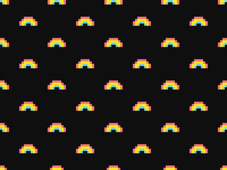 Rianbow cartoon character seamless pattern on black background