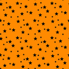パターン素材　星模様（1）　大　黒とオレンジ