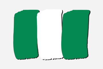 Nigeria Flag with colored hand drawn lines in Vector Format