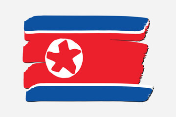 North Korea Flag with colored hand drawn lines in Vector Format