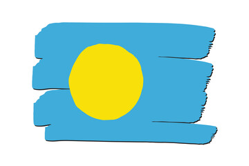 Palau Flag with colored hand drawn lines in Vector Format