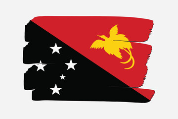 Papua New Guinea Flag with colored hand drawn lines in Vector Format