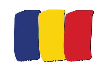 Romania Flag with colored hand drawn lines in Vector Format