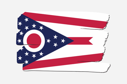 Ohio State Flag with colored hand drawn lines in Vector Format