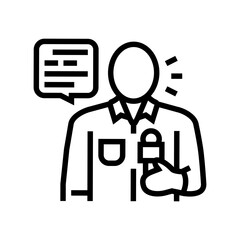 reporter news media line icon vector. reporter news media sign. isolated contour symbol black illustration