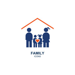 Family icon logo vector illustration in flat style