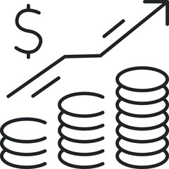 Increase money line icon