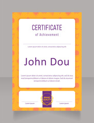 Participant certificate design template. Vector diploma with customized copyspace and borders. Printable document for awards and recognition. Bahnschrift Semi-Light Condensed, Arial Regular fonts used