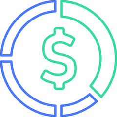 Money pie chart line icon