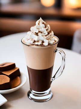 Cozy atmosphere with detailed realistic hot chocolate.