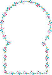 Keyhole Arch rectangular frame architectural Flower window Flower door flower frame floral leaf leaves decoration natural Botanical Branches wedding card anniversary celebration beautiful arabesque