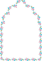 Multifoil Arch rectangular frame architectural Flower window Flower door flower frame floral leaf leaves decoration natural Botanical Branches wedding card anniversary celebration beautiful arabesque 