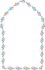 Oriental Arch rectangular frame architectural Flower window Flower door flower frame floral leaf leaves decoration natural Botanical Branches wedding card anniversary celebration beautiful arabesque