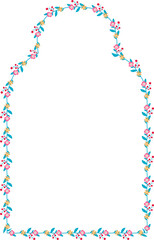 Trefoil Arch rectangular frame architectural Flower window Flower door flower frame floral leaf leaves decoration natural Botanical Branches wedding card anniversary celebration beautiful arabesque