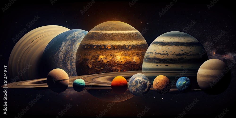Poster tilt shift view of the solar system cosmic beautiful miniature. generative ai aig15.