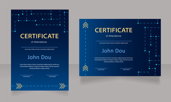 Science course student certificate design template set. Vector diploma with customized copyspace and borders. Printable document for awards and recognition. Calibri, Myriad Pro fonts used - Powered by Adobe