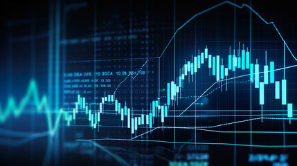 Stock market investment trading graph glowing lines and diagram background, financial investment or economic concept
