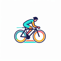 A vector icon capturing the dynamic movement of [cycling]. The design, created in a modern line art style, showcases a cyclist and a bike created with generative AI software