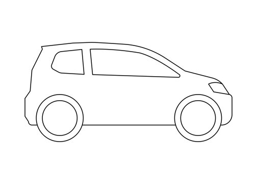 Car micro sedan transport model coloring line icon. Own passenger transport, automobile for travel. Vector sign outline