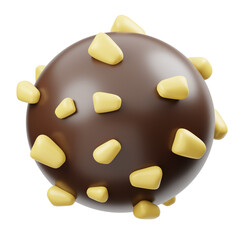 Chocolate Ball With Cashew Nuts 3D Icon