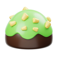 Half Ball Chocolate With Matcha Cream And Nuts 3D Icon