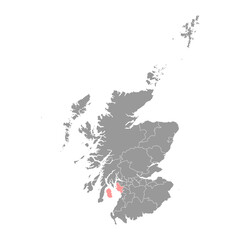 North Ayrshire map, council area of Scotland. Vector illustration.