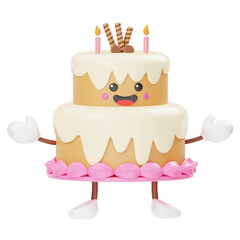 Cute Birthday Cake Birthday Ornament 3D Icon