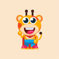 Funny cartoon smiling giraffe  character flat design illustration vector