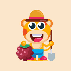 Funny cartoon smiling giraffe  character flat design illustration vector