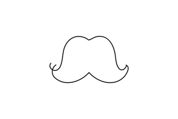 One Line Drawing Mustache, Continuous Line Dad Whiskers, Moustache, Vintage Man Hairstyle