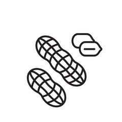 Peanut Icon, Pea Nuts Snack Symbol, Peanuts Sign, Line Peanut Icon Illustration