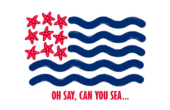FLAG USA - SEA STARS - RED2