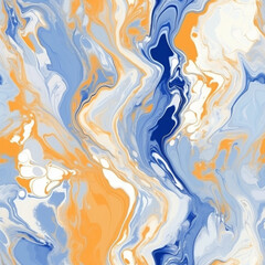 Fototapeta premium The background features an abstract pattern of natural curved lines in Blue And Orange marble colors. Created using generative AI technology.