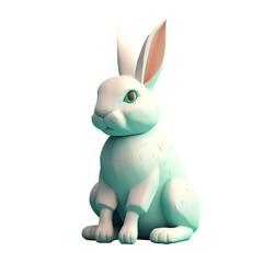 A cute cartoon rabbit 3D model isolated on transparent png white background