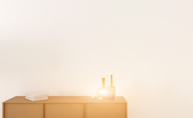Modern office building interior. 3D rendering.. Sunset.