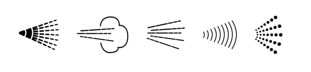 Spray icons set. Spray steam icons. cleanning deodorant sprayed line.Vector