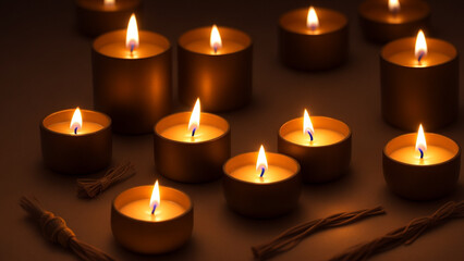 Fototapeta na wymiar Diwali celebration symbolizing light prosperity happiness Peaceful candles oil lamp