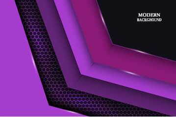 Abstract Background Modern Dark Hexagon with Glowing Purple Effect