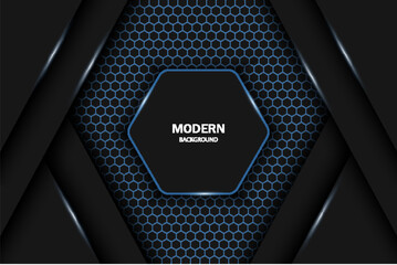 Modern Background Futuristic Technology Glowing Blue Metallic With Hexagon Premium