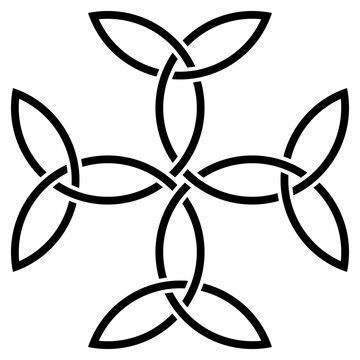 Karolingisches Kreuz in Schwarz. Keltisches Symbol. Isolierter Hintergrund.
Abstrakte mittelalterliche Illustration eines keltischen Symbols.
Keltisches Symbol f&uuml;r Einheit, Gleichgewicht und Gott.