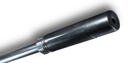 Carbon fiber rifle barrel with a silencer and shadow