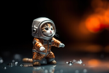 A cat in a space suit standing on a table. Generative AI.