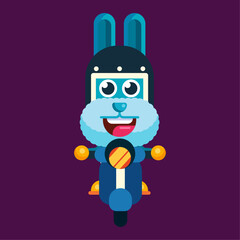 Funny cartoon smiling rabbit character flat design illustration mascot