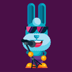 Funny cartoon smiling rabbit character flat design illustration mascot