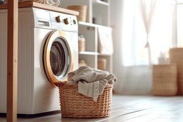 Laundry Organization Essentials. Tidy Laundry Setup. - obrazy, fototapety, plakaty
