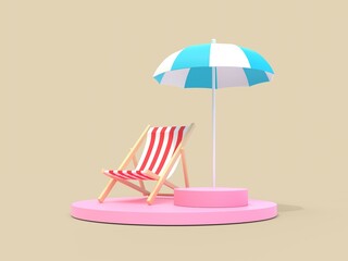 3D Summer background. Concept of Summer sale banner. 3D rendering