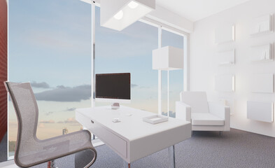 Modern office Cabinet.  3D rendering.   Meeting room