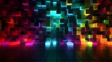 Wallpaper with glass squares. Design visual element for banner header, poster, or cover. Generated by AI.