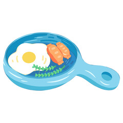Fried egg and sausage Cooking Camping 